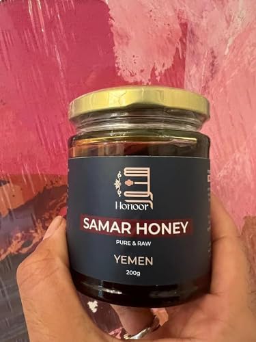 Honoor Yemeni Samar Honey | Natural Unfiltered Unheated Pure 200 Grams | Unpasteurised Raw Luxury Honey in a Glass Jar (1)