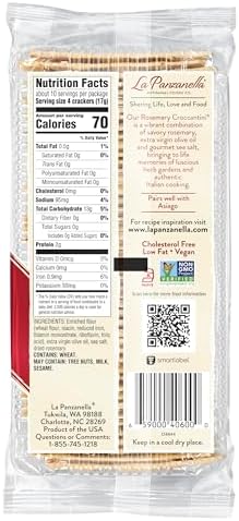 La Panzanella Croccantini, Rosemary Crackers (Pack of 12) - Light Artisanal Crackers, Charcuterie Crackers, Non-GMO, Kosher, 12 x 6 oz