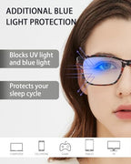 Suertree Fashion Reading Glasses for Women, 4 Pairs Blue Light Blocking Readers with Flexible Spring Hinges, Stylish Anti Eyestrain Eyewear for All-Day Comfort (2.5 Magnification)