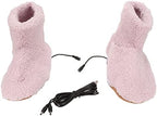 Heated Foot Warmer Shoes, USB Charging Electric Plush Warming Shoes with Soft Lining and Non Slip, for Cold Winter Home and car use (Pink)