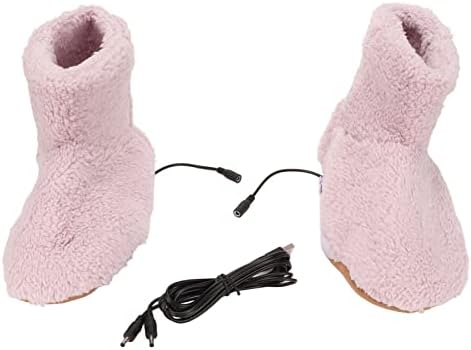 Heated Foot Warmer Shoes, USB Charging Electric Plush Warming Shoes with Soft Lining and Non Slip, for Cold Winter Home and car use (Pink)