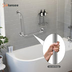 Angled Grab Bar 16x16 Inch Stainless Steel Knurled Toilet Handles Wall Mounted Bathroom Handicap Safety Rails for Elderly Injured Balance Support, L-Shaped Brushed Nickel Grab Bar for Shower