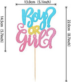 1 PCS Boy or Girl Cake Topper Glitter Pink or Blue Cake Pick Gender Reveal Cake Decorations for Baby Shower Gender Reveal Theme Kids Boys Girls Birthday Party Decoration Supplies