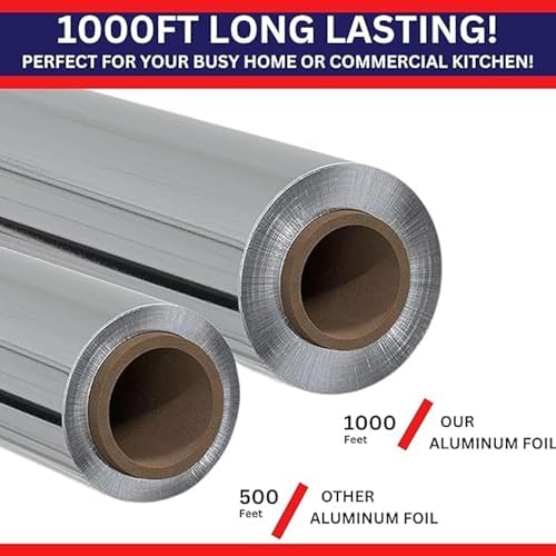 Urban Box Co. 12"x1000' Standard Aluminum Foil Roll Commercial-Grade Silver Wrap for Food Service, Catering, Baking & Home Use. Durable, Tear-Resistant, Heat-Safe Industrial Foil Roll