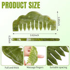 Geiserailie 2 Pcs Jade Combs Esthetician Supplies Massage Stone Hair Gua Sha Scraping Scalp Comb Facial Massage Tool Handheld Head Tools Head Caring Therapy Mother's Day for Women(Plain Style)