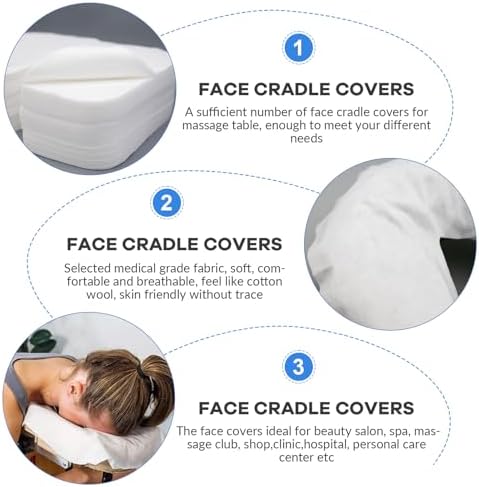 500 Count Disposable Face Cradle Covers, Medical-Grade, Ultra Soft, Luxurious, Non-Sticking Massage Face Covers, Headrest Covers for Massage Tables & Massage Chairs