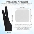 2 Pack Digital Drawing Glove, 3-Layer Palm Rejection Two-Finger Artist Glove Fits Left Right Hand for Art Graphic Tablet Paper Sketching Painting, Includes 2 Cleaning Cloth