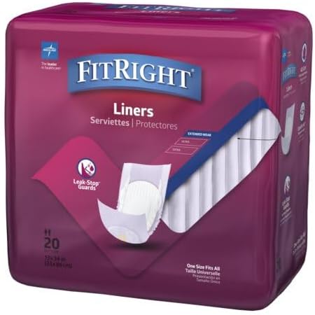 FitRight Restore Incontinence Liners, Maximum Absorbency, 13" x 30", 20 Count
