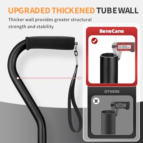 BeneCane Walking Cane for Men & Women Adjustable Cane with Offset Soft Cushioned Handle -Portable Lightweight Sturdy Mobility Walker Aid for Elderly, Seniors Collapsible Cane