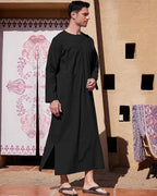 YAOHUOLE Kaftan for Men Long Sleeve Muslim Men Thobe Kaftan Thobe with Pockets
