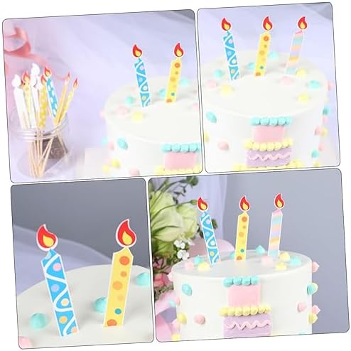 50Pcs Candle Pattern Cake Toppers Festive Candle Shaped Decorations for Birthday Parties and Celebrations