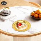 6pcs 10cm/3.94in Golden Metal Snack Plates,Dried Fruit Plate Cupcake Fruit Serving Tray,Round Restaurant Serving Trays for Birthday Weding Party (Gold)