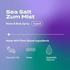 Indigo Wild Zum Mist Room & Body Spray - Aromatherapy Essential Oil Spray - Natural Body Mist & Room Spray - Sea Salt Scent - 4 fl oz (2 Pack)
