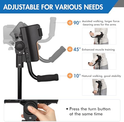 3-Angle Adjustable Forearm Crutches for Adults - Ergonomic Non-Slip Handles with EVA Elbow Support, Foldable Arm Crutches Forearm for Leg Injury, Surgery Recovery, Disabled (Single Unit)