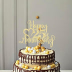 25th Anniversary Happy Cake Topper, for Wedding Anniversary 25th, Company Anniversary Party Decoration/Birthday Party Decorations (Gold 25）