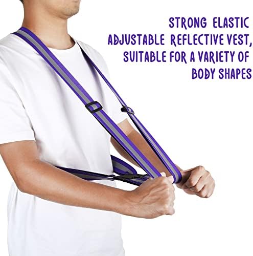 Macarrie 15 Pcs High Visible Reflective Running Vest Bulk Adjustable Safety Vest Elastic Straps Gear Night Walking Outdoor