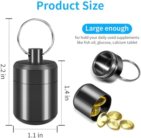 Pill Keychain Holder- Small Pill Box Waterproof Pills Fob Organizer Portable Ring Holder Keychain for Purse(Gray)