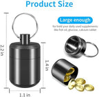 Pill Keychain Holder- Small Pill Box Waterproof Pills Fob Organizer Portable Ring Holder Keychain for Purse(Gray)