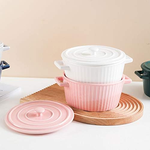 Jomop Casserole Dish with Lid 1.1 Quart Ceramic Casserole Pan for Bakeware Oven Colorful (1, Pink)