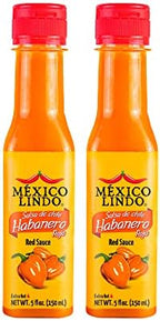 Mexico Lindo Red Habanero Hot Sauce, Real Red Habanero Chili Pepper, 78,200 Scoville Level, Enjoy with Mexican Food, Seafood & Pasta, 5 Fl Oz Bottles (Pack of 2)