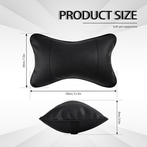 2 Pack Car Neck Pillow Soft Breathable Headrest Pillows for Driving Support, Universal Fit for Most Car Seats Decor Accessories（Black）