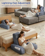 Reading Pillow with 30-90° Stepless Adjustable Angle & Height, 2 in 1 Back Wedge Pillow for Bed Sitting up with Detachable Arms Rest, Backrest Pillow for Reading/Gaming/Working in Bed or Couch, Medium