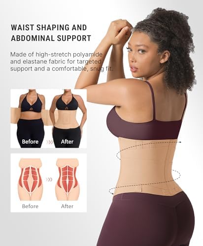 FeelinGirl Waist Trainer Belt for Women Waist Cincher Waist Trimmer Corset Adjustable Hook Loop Tummy Control Slimming