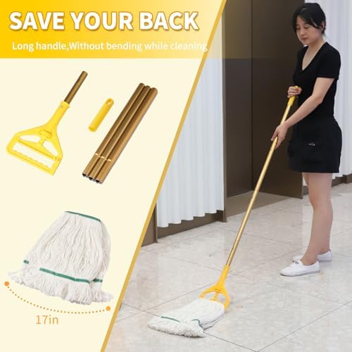 Commercial Mop Bucket with Side-Press Wringer for Floor Cleaning, 35 Quarts, Yellow, Including One Commercial Mop
