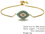 Trendy Gold Plated Turkish Evil Eye Bracelet Pave CZ Blue Eye Gold Chain Bracelet Adjustable Female Party Jewelry