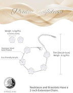 Gold Plated Stainless Steel Flower Bracelet and Stud Jewelry Set for Women