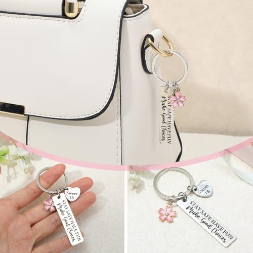 Ouligay 18th Birthday Gift for Girls, 18 Year Old Girl Birthday Gifts, Sweet 18 Gifts Keychain for Girls, 18th Party Decoration Favors for Teen Girl Daughter Sister Best Friend