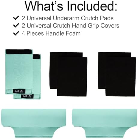 Underarm Crutch's Pad and Hand Grip Covers Universal Forearm Handle Padded Cushion Sets Accessories for Crutches Pads for Armpits (Cyan)