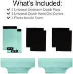 Underarm Crutch's Pad and Hand Grip Covers Universal Forearm Handle Padded Cushion Sets Accessories for Crutches Pads for Armpits (Cyan)
