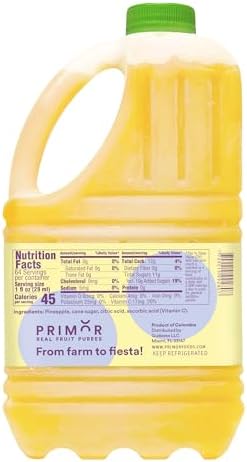 Primor Fruit Purees | Made with Real Fruit | Countless Applications: Juices, Smoothies, Cocktails, Desserts, and More - Pineapple