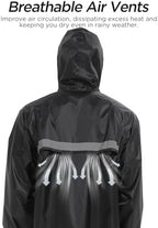Mens Long Safety Rain Coats with Air Vents Reflective Stripes Waterproof Packable Rain Jacket with Hood Lightweight