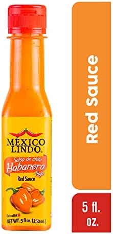Mexico Lindo Hot Sauce Variety Pack Display with 2 Red Habanero, 1 Green Habanero, 5 fl oz, Pack of 3