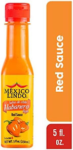 Mexico Lindo Hot Sauce Variety Pack Display with 2 Red Habanero, 1 Green Habanero, 5 fl oz, Pack of 3