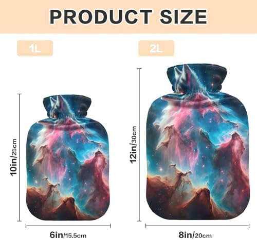 Wolf Nebula Background Hot Water Bottle with Soft Cover Feet and Bed Warmer Hot Water Bag for Hot and Cold Compress, 1L