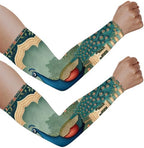 Peacock UV Sun Protection Arm Sleeves, Peacock Palace Gardening Sleeves with Thumb Hole Farm Cooling Arm Sleeves for Women Men