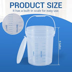 Lounsweer 2 Pack Clear 5 Gallon Bucket with Lid & Handle, Graduated Measuring Mixing Bucket Pail HDPE BPA-Free Storage Container Leakproof for Stirring Mixing Liquids