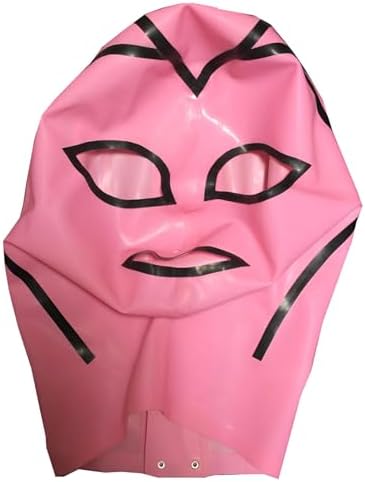IOKUKI Latex Hood Rubber Mask Handmade for Men Women,Latex Open Mouth Mask with Back Zipper and Nostril Breathing