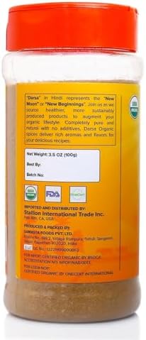 Darsa Organics Ground Cumin Powder 3.5 oz - Premium Grade USDA Organic Certified Cumin Spice from India, Ideal for Curries, Stews and Taco Seasoning, Non-GMO, Gluten Free, Kosher, Vegan