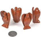 Justinstones Carved Red Jasper Gemstone Peace Angel Pocket Guardian AngelHealing Statue 2 inch