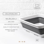 BINO Collapsible Wash Basin - White | Portable Dish Tub | Kitchen | Camping | Sink | Home Essentials | Baby Travel | Folding Dish Pan for Maximum Space Saving