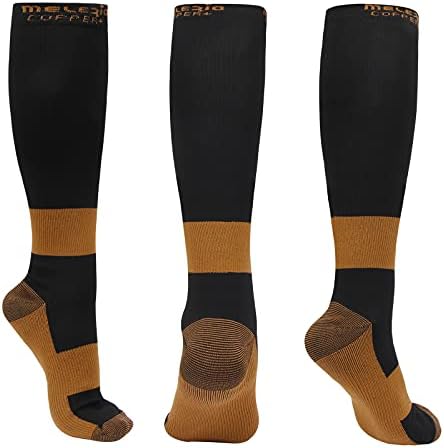 MELERIO Copper Compression Socks Men Women 4 Pairs 15-20 mmhg Comfortable Circulation for Edema Varicose Veins and Anti-Fatigue