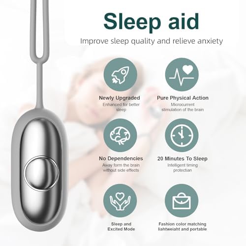 Sleep Aid Device, Micro-Current Sleep Instrument Anxiety Device, Portable Rechargeable Sleep Aid for Anxiety and Insomnia (Silver)