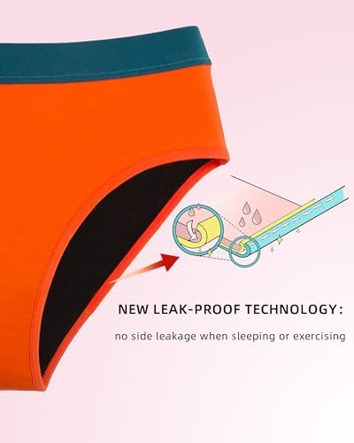 Mordlanka Teen Period Underwear Menstrual Panties for Girls Heavy Flow Leakproof Protective Briefs First Period Kit for Girls