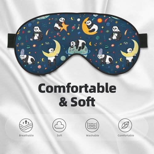 Space Sleeping Panda Sleep Mask Eye Mask with Adjustable Strap Eye Sleep Shade Cover Blocks Light for Women Men Airplane Travel Nap