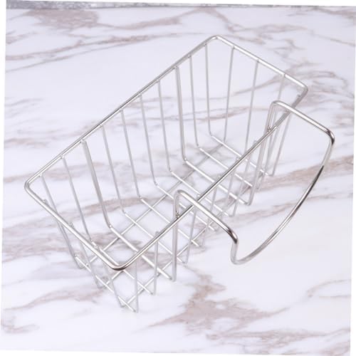 IMIKEYA Stainless Steel Sink Organizer Rack Hanging Kitchen Storage Basket for Sponge Brush and Gadgets Space Saving Drain Rack with Fast Water Drainage for Clean and Tidy Kitchen