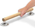 Natural Bamboo Grab Bar for Bathroom & Toilet, ADA Compliant Balance Assist Handrail for Handicap and Seniors, 16in Brushed Nickel
